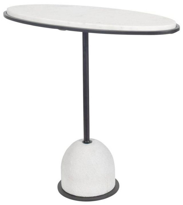 Uttermost® Morro White Side Table with Black Frame-0