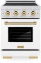 ZLINE Autograph Edition Paramount 24" Satin Stainless Steel Pro Style Induction Range with White Matte Door and Champagne Bronze Accents-0
