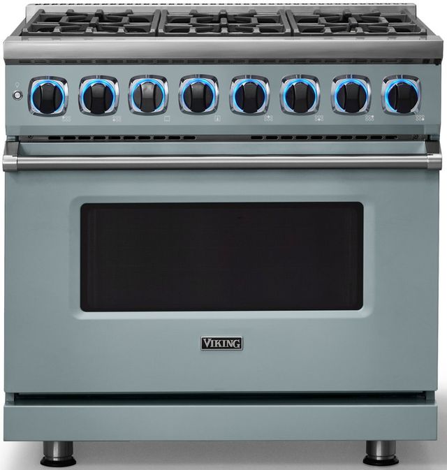 Viking® 7 Series 36" November Sky Pro Style Dual Fuel Range-3