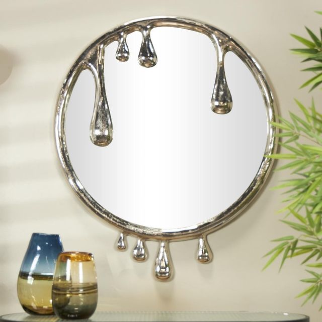Deco Marche Silver Drip Wall Mirror with Melting Design-4