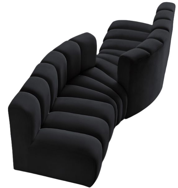 Meridian Furniture Arc 4-Piece Black Velvet Sectional-0
