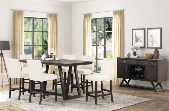 New Classic® Home Furnishings High Line 7-Piece Matte Brown/White Counter Table Set-1