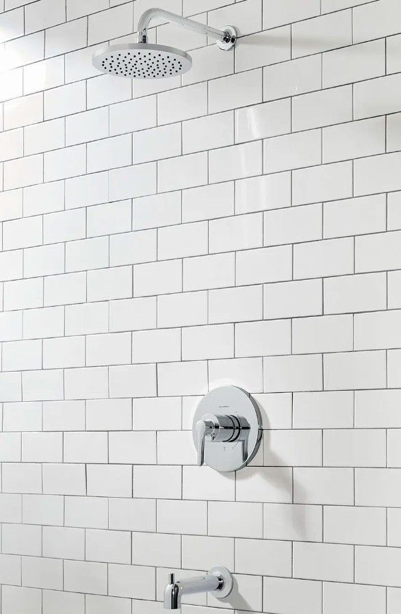 American Standard Studio® S Polished Chrome Tub and Shower Trim Kit with Rain Showerhead, Double Ceramic Pressure Balance Cartridge with Lever Handle-2