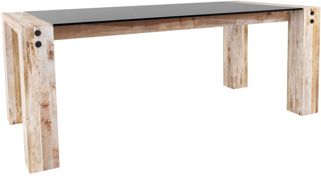 Canadel Customizable Loft Glass Top Rectangular Table with Natural Washed Base-2