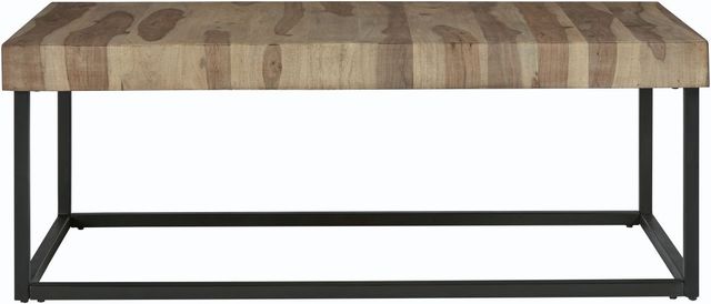 Signature Design by Ashley® Bellwick Natural Coffee Table with Black Metal Base-1
