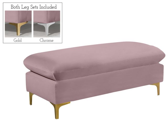 Meridian Furniture Naomi Pink Velvet Ottoman-0