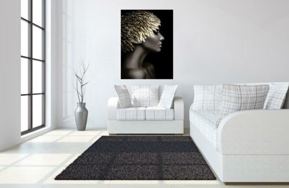 Classy Art Woman Gold Leaves Wall Art-3