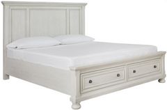 Signature Design by Ashley® Robbinsdale Antique White California King Panel Storage Bed
