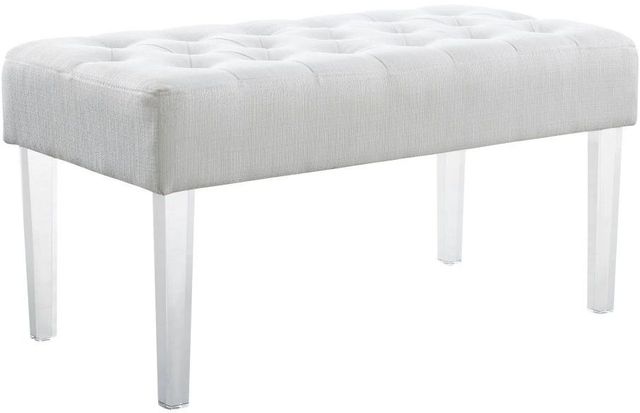 Linon Ella Glitz White Bench with Acrylic Leg-0