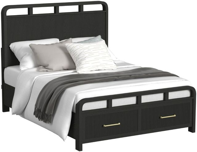 Elements International Ridgemont Black Queen Panel Storage Bed-0