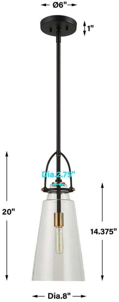 Uttermost® Saugus Antique Brass/Black 1-Light Pendant-2