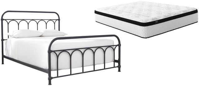 Signature Design by Ashley® Nashburg 2-Piece Black/White Queen Metal Bed Set-0