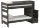 Elements International Cali Kids Grey Twin Over Twin Bunk Bed with Staircase-0