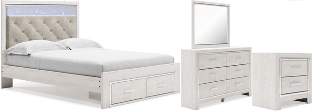 Signature Design by Ashley® Altyra 4-Piece White King Upholstered Panel Storage Bed Set-0