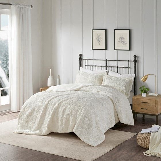 Olliix by Madison Park Bismarck Ivory King Ultra Plush Comforter Mini Set-4