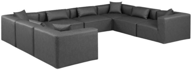 Meridian Furniture Cube 8-Piece Gray Vegan Leather Sofa Sectional-0