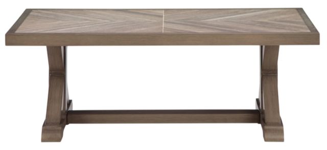 Signature Design by Ashley® Revare Beach Beige Aluminum/Porcelain Outdoor Cocktail Table-2