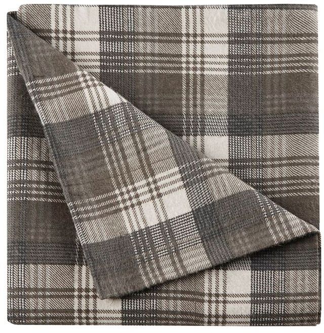 Olliix by Woolrich Brown Plaid California King Flannel Cotton Sheet Set-2