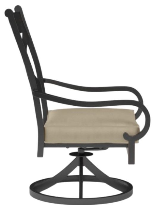 Sunset West Monterey Old World Copper Aluminum Outdoor Dining Swivel Chair with Linen Stone Cushion-1