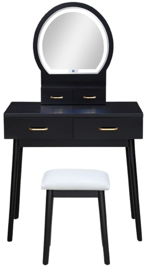 Crown Mark Cecilia 3-Piece Black Vanity Set-0
