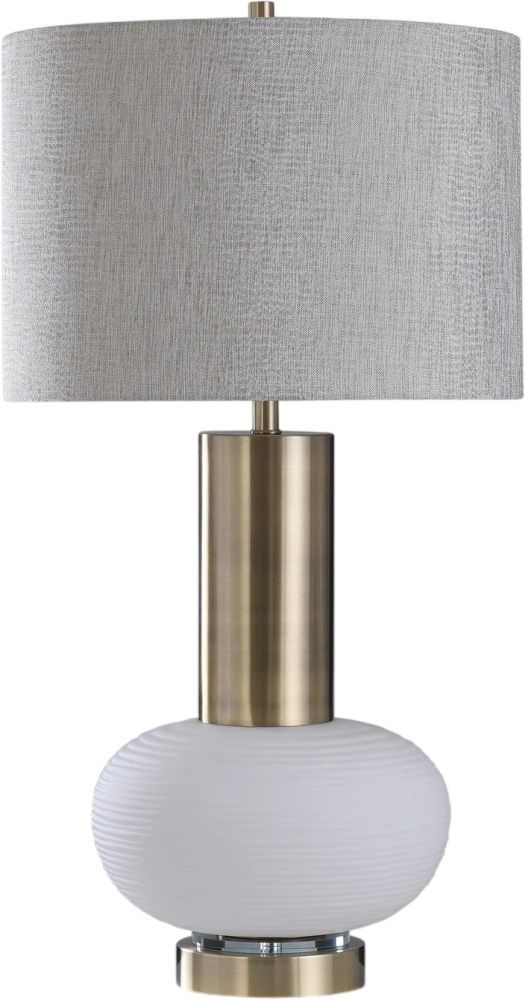 Harp & Finial® Palmer Brass/White Table Lamp-0