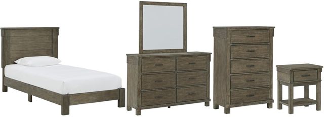 Signature Design by Ashley® Shamryn 5-Piece Grayish Brown Twin Panel Bed Set-0