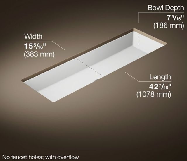 Kohler Verticyl® White 42.5" Rectangular Undermount Bathroom Sink-3
