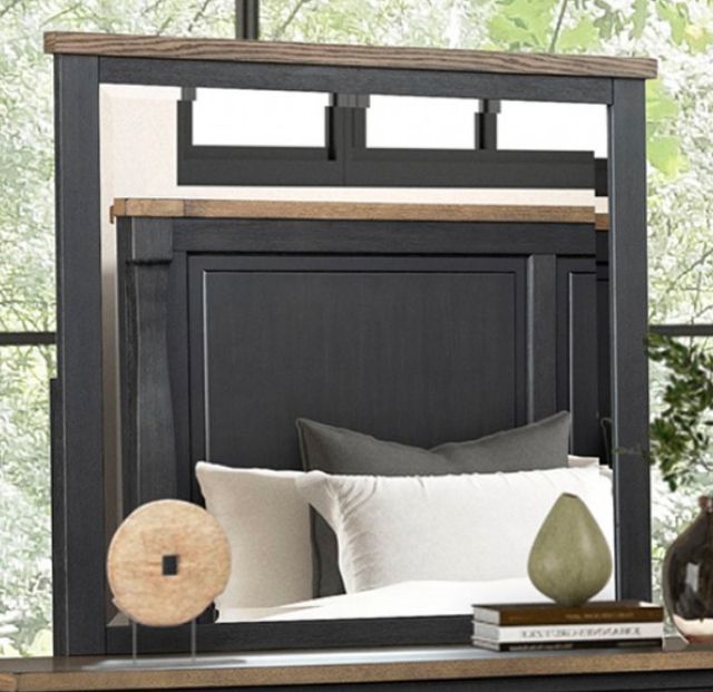 Furniture of America® Neue Mills Farmhouse Black/Rustic Oak Dresser Mirror-0
