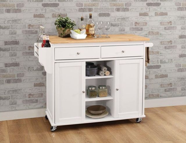 ACME Furniture Tullarick Natural/White Kitchen Cart-1