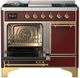 Ilve® Majestic III 40" Burgundy Pro Style Dual Fuel Liquid Propane Range with Solid Door and Brass Trim-2