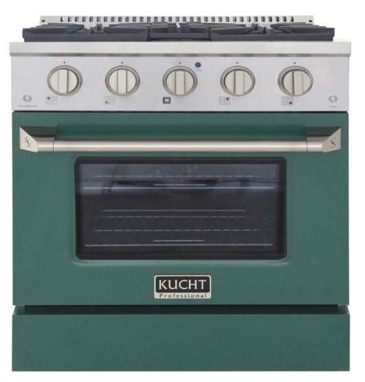 Kucht Professional KNG Series 30" Stainless Steel Pro Style Natural Gas Range with Green Door-0