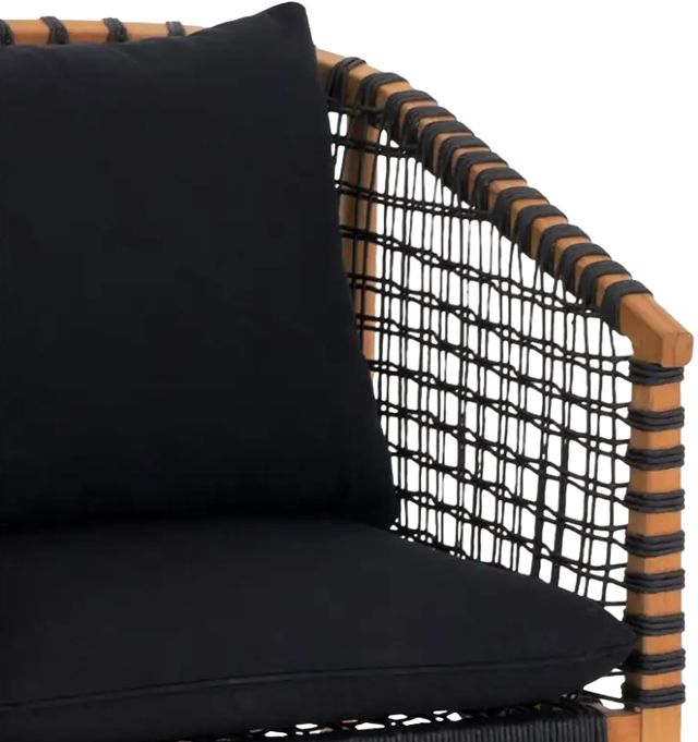 Moe's Home Collection Kuna Natural Teak Outdoor Lounge Chair with Black Fabric Cushions-4