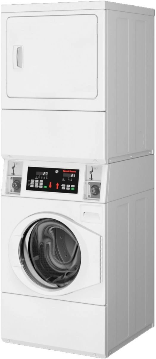 Speed Queen® Commercial White Coin Drop Electric Stack Laundry, 3.42 Cu. Ft. Washer, 7 Cu. Ft. Dryer-2