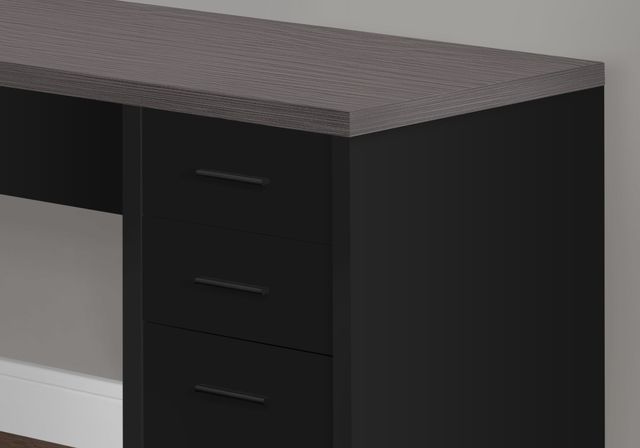 Monarch Specialties Inc. Black with Grey Top Corner with Tempered Glass Computer Desk-1