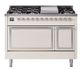 Ilve® Nostalgie II Noblesse 48'' Antique White Pro Style Dual Fuel Range with Chrome Trim-0