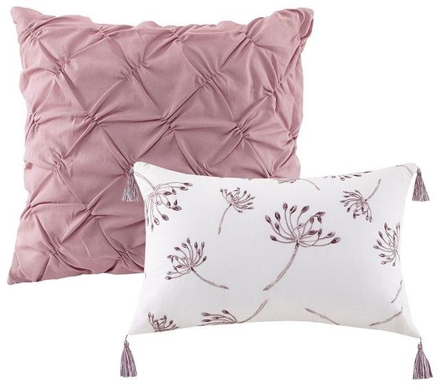 Olliix by Madison Park 8 Piece Blush Queen Cassandra Cotton Printed Comforter Set-1