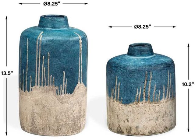 Uttermost® Coastal Cascade 2-Piece Beige/Ocean Blue Vase Set-2