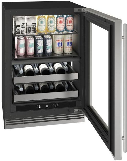 U-Line®  Home Collection 24" 4.9 Cu. Ft. Stainless Steel Dual-Zone Beverage Center with Glass Door-2