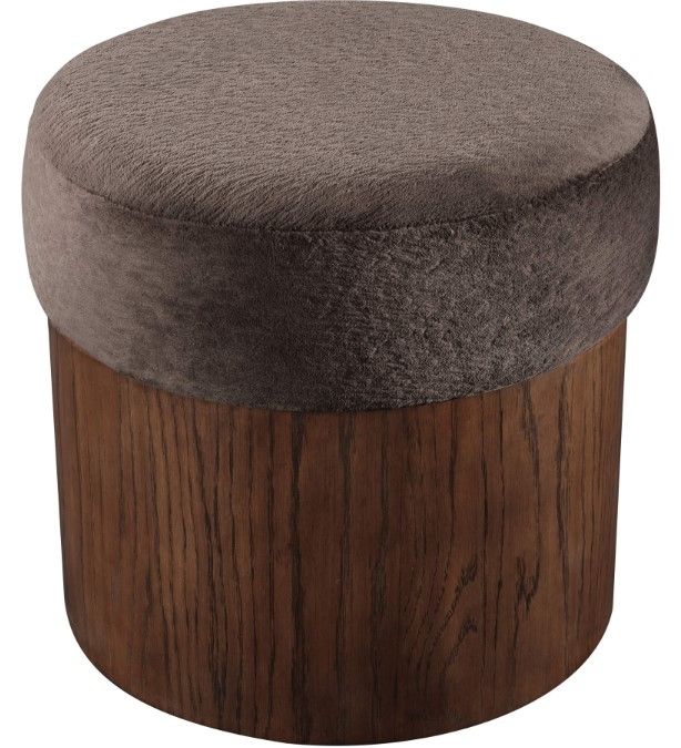 Meridian Furniture Nimes Brown/Walnut Velour Fur Ottoman-2
