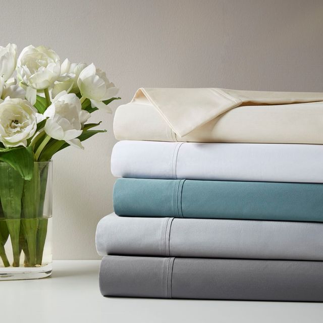Olliix by Madison Park 500TC Egyptian Cotton Charcoal California King Anti-Microbial Sheet Set-4