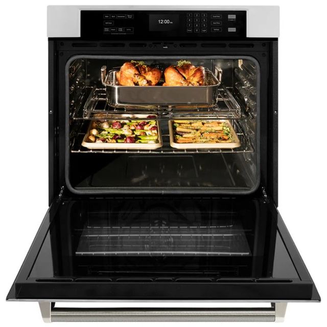 ZLINE Autograph Edition Professional 30" Stainless Steel True Convection Single Wall Oven with Air Fry and Self Clean with Polished Nickel Helix Handle -3