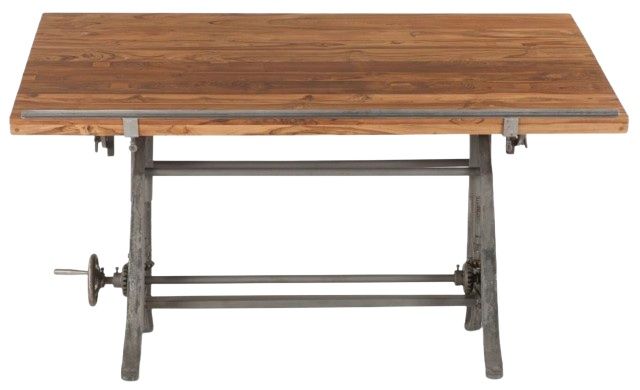 Home Trends & Design Industrial Loft Antique Gray/Natural Drafting Desk-1