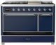 Ilve® Majestic III 48" Midnight Blue Pro Style Dual Fuel Natural Gas Range with Solid Door and Chrome Trim-2