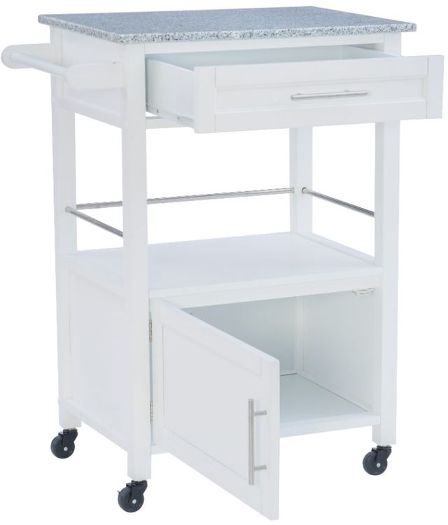 Linon Mitchell White Granite Kitchen Cart -3