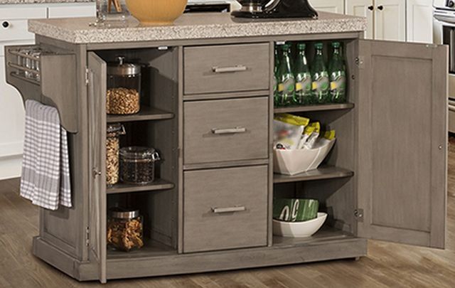 HH2 Home Brigham Distressed Gray Kitchen Island with Granite Top-4