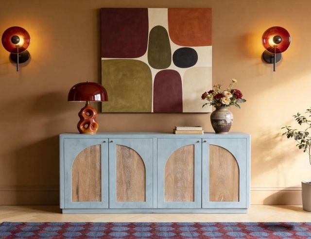 International Furniture Direct Arcadia Blue/Brown Console-1