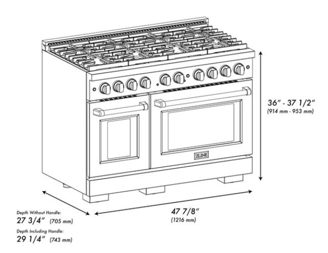 ZLINE Autograph Edition 48" Stainless Steel Pro Style Gas Range with 8 Burner Cooktop and Matte Black Accents-2