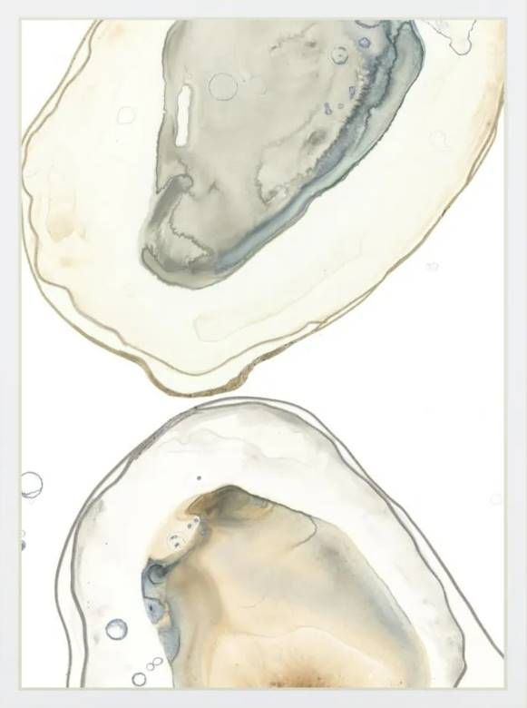 Classy Art Ocean Oysters II by June Erica Vess Mirrored Frame Wall Art-1