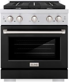 ZLINE 30" Stainless Steel Pro Style Gas Range with Black Matte Door