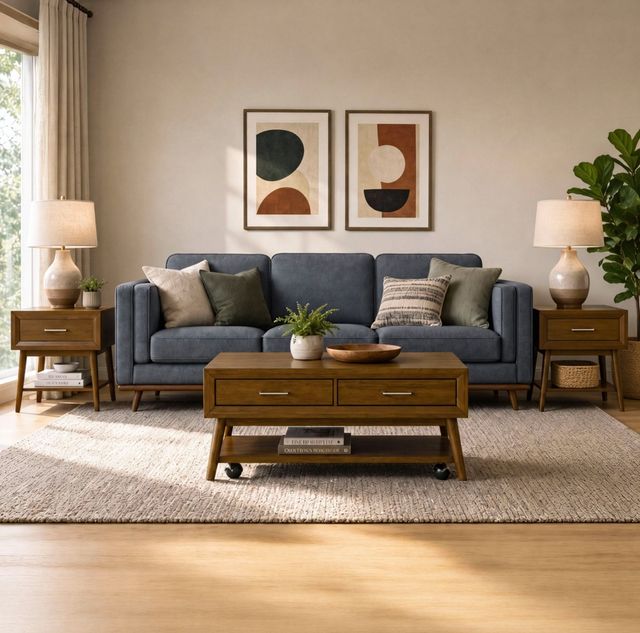 Elements International Santa Barbara Walnut End Table-1